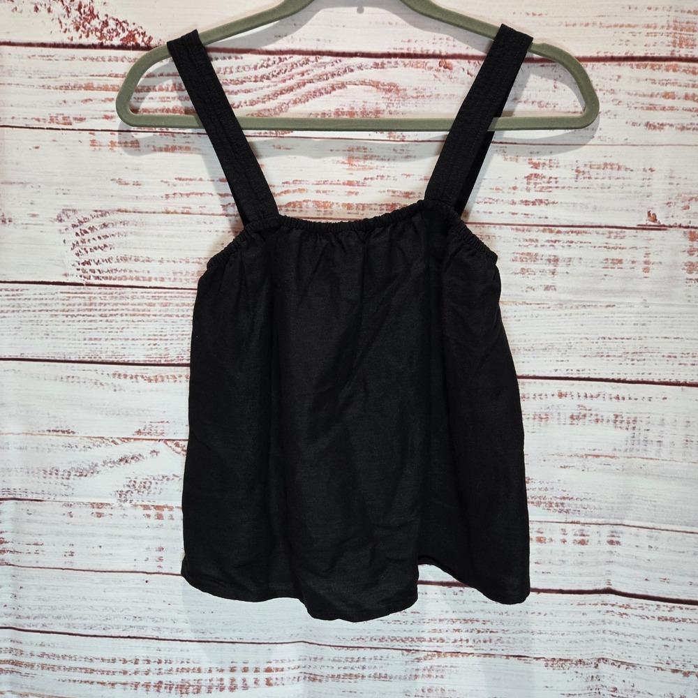 Express Women's Linen Blend Square Neck Tank Top Elasticized neck Black XS NEW - Picture 6 of 6